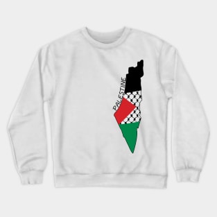 Palestine Flag Map Palestinian Kufiya Hatta Traditional Keffiyeh Pattern - BLK Crewneck Sweatshirt